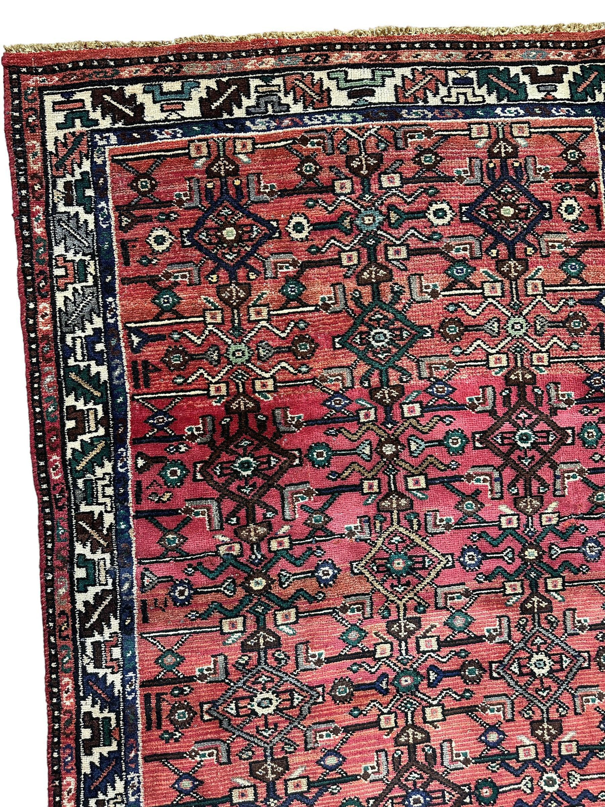 Vintage Persian Hamadan Runner 3'6" x 9'10", Hand-Knotted Wool, 1950s, view 7