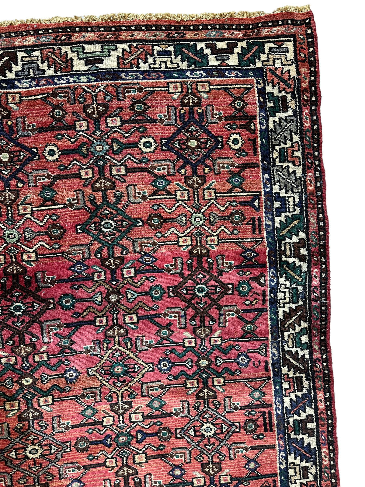 Vintage Persian Hamadan Runner 3'6" x 9'10", Hand-Knotted Wool, 1950s, view 8