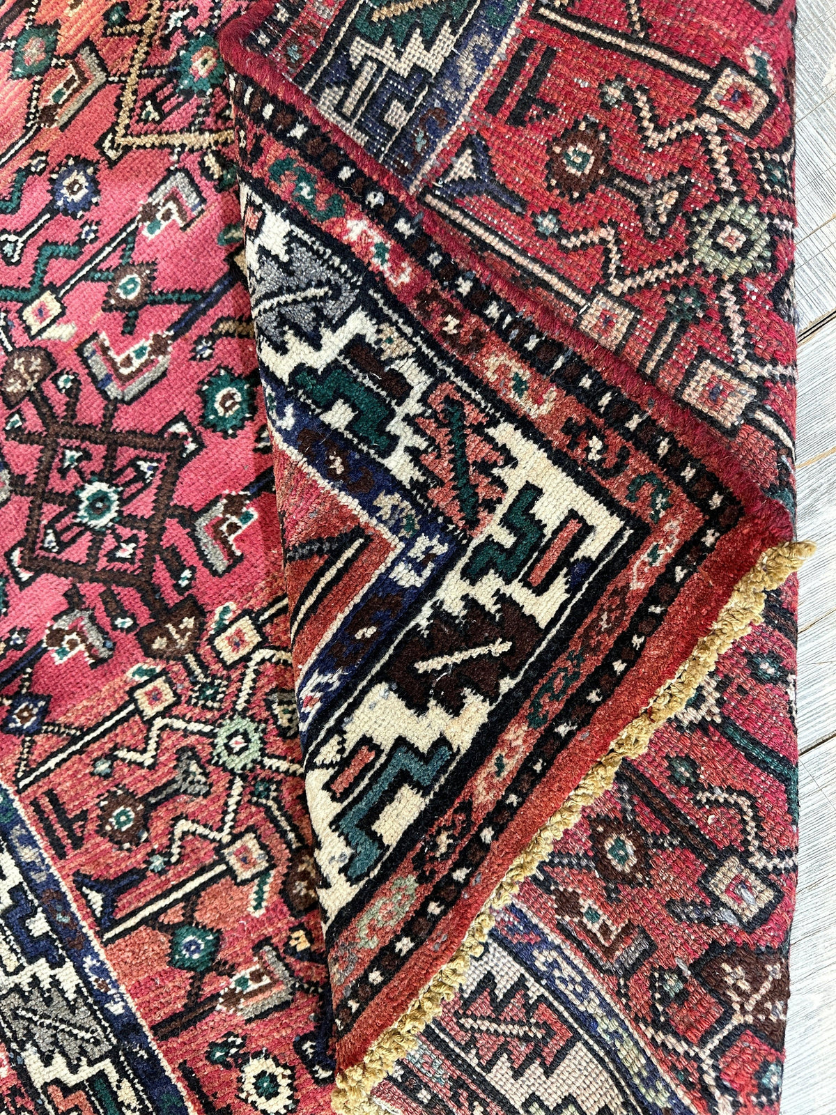 Vintage Persian Hamadan Runner 3'6" x 9'10", Hand-Knotted Wool, 1950s, view 9