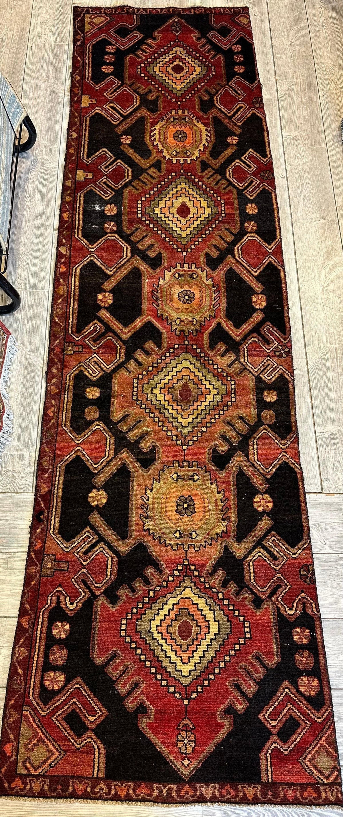 Antique Persian Luri Runner 2'6" x 9'10", Hand-Knotted Wool, Orange
