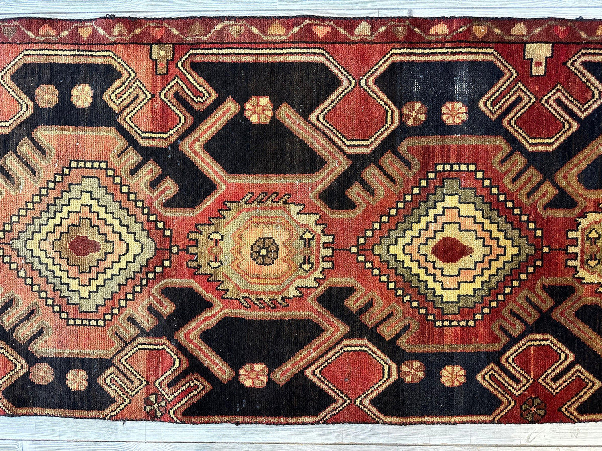 Antique Persian Luri Runner 2'6" x 9'10", Hand-Knotted Wool, Orange, view 2
