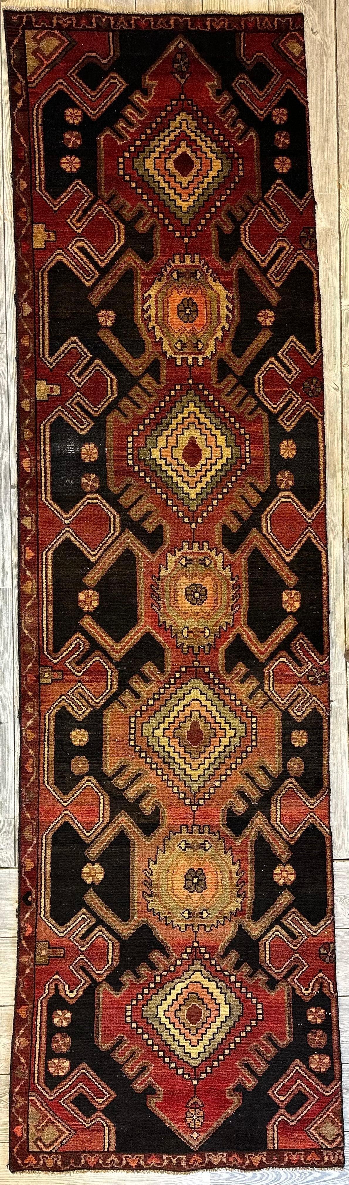 Antique Persian Luri Runner 2'6" x 9'10", Hand-Knotted Wool, Orange, view 3