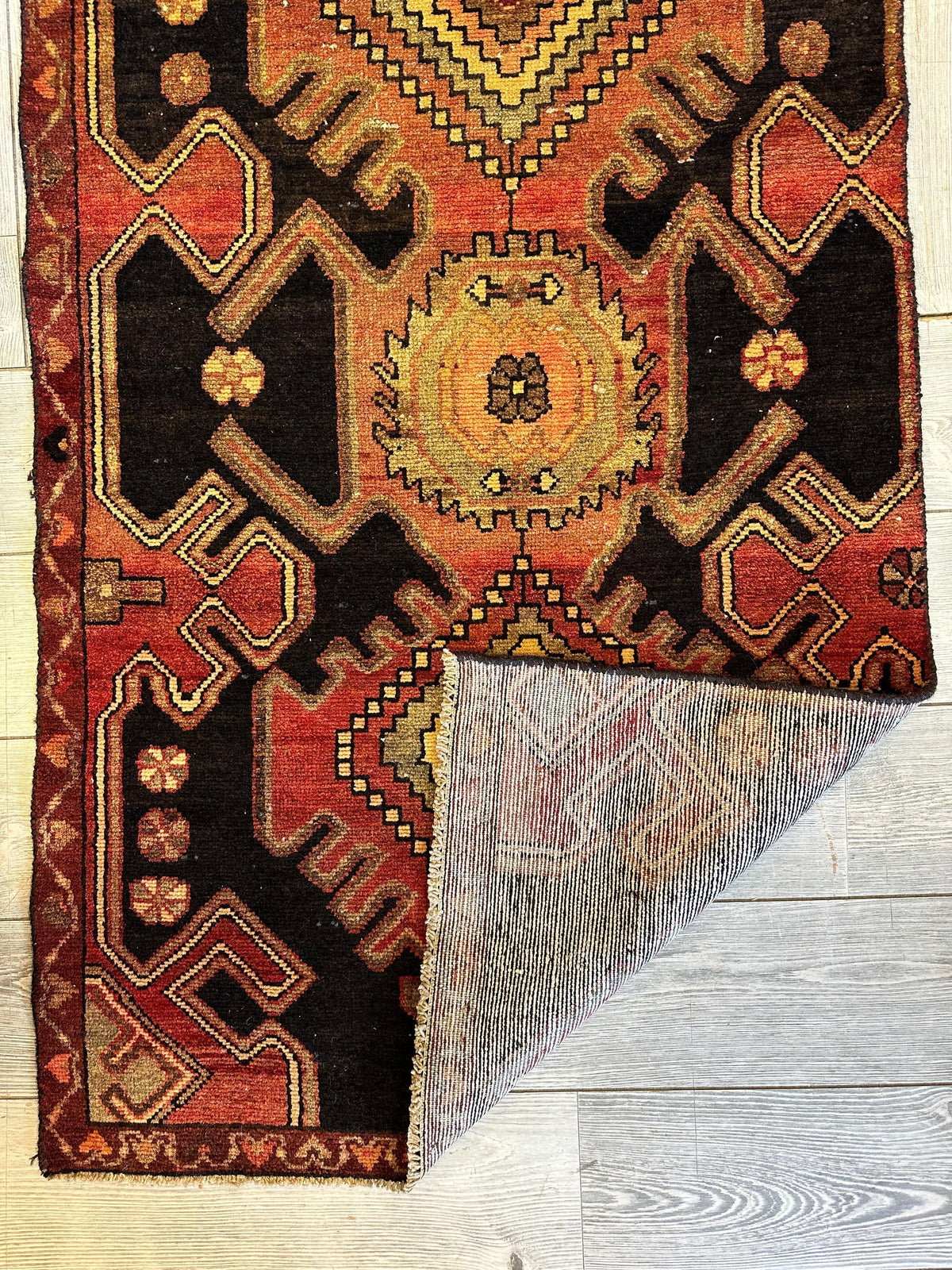 Antique Persian Luri Runner 2'6" x 9'10", Hand-Knotted Wool, Orange, view 4