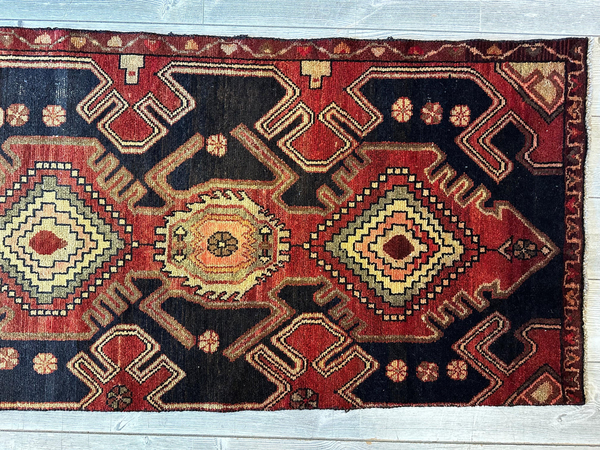 Antique Persian Luri Runner 2'6" x 9'10", Hand-Knotted Wool, Orange, view 6