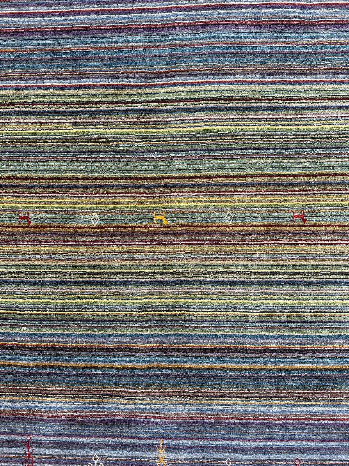 Indian Gabbeh Rug 4'10" x 6'10", Hand-Loomed Wool & Bamboo Silk, Blue, view 11
