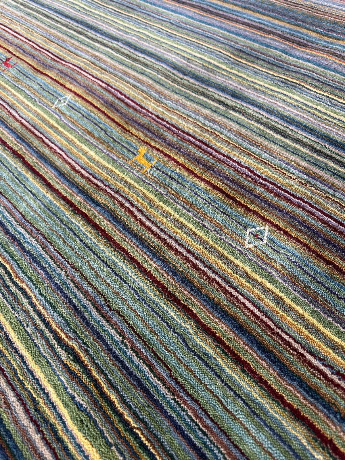 Indian Gabbeh Rug 4'10" x 6'10", Hand-Loomed Wool & Bamboo Silk, Blue, view 2