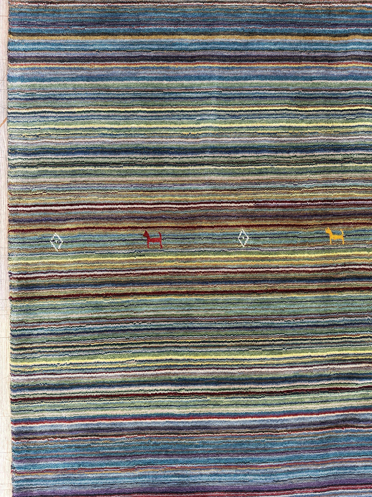 Indian Gabbeh Rug 4'10" x 6'10", Hand-Loomed Wool & Bamboo Silk, Blue, view 5
