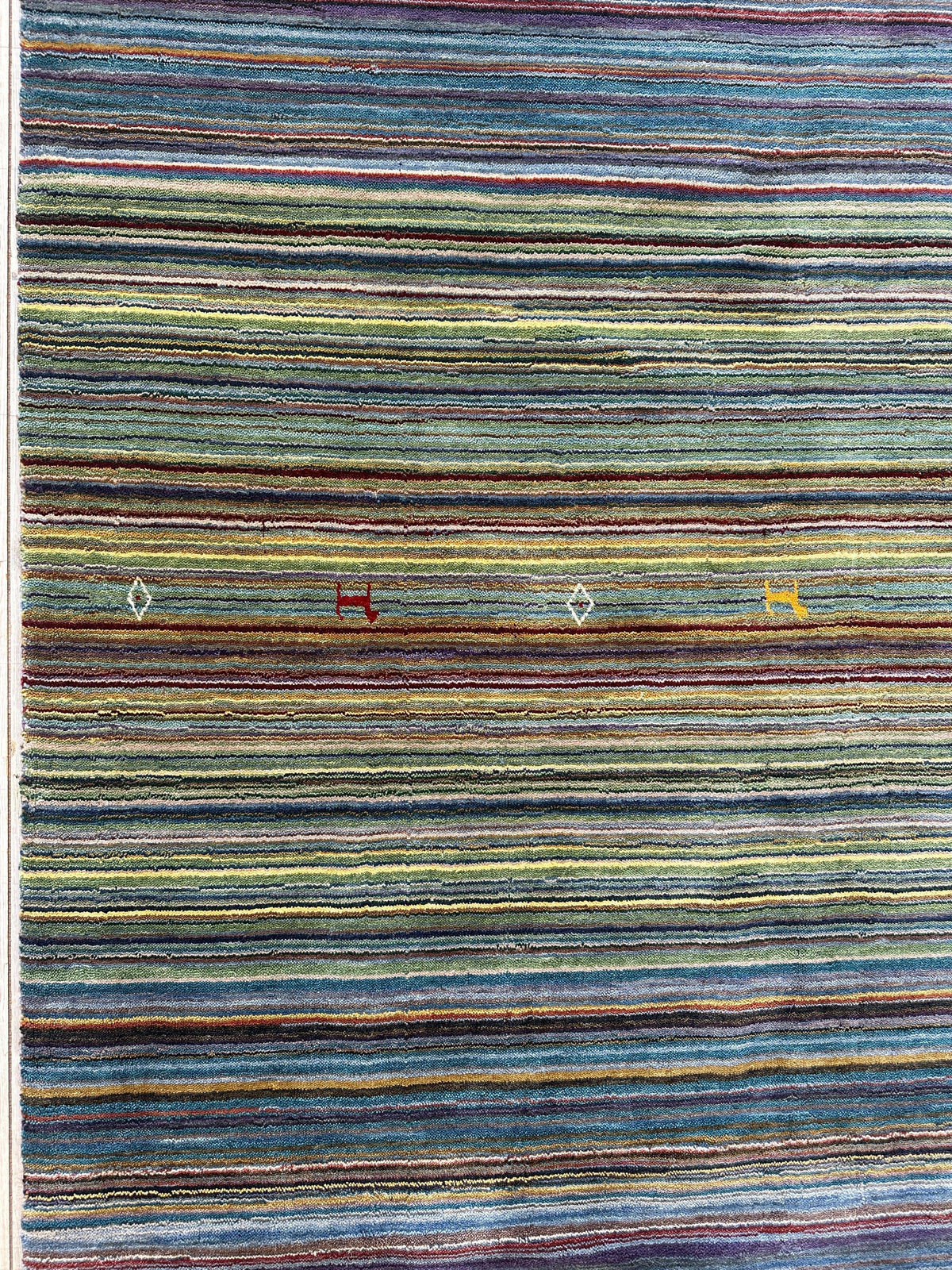 Indian Gabbeh Rug 4'10" x 6'10", Hand-Loomed Wool & Bamboo Silk, Blue, view 8