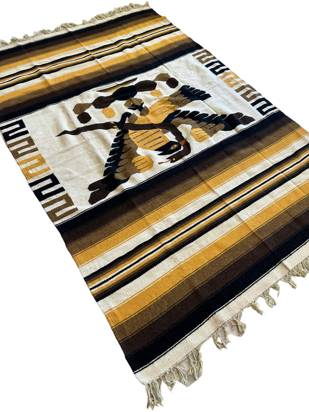 Vintage Zapotec Rug 4'4" x 6'6", Hand-Woven Wool, 1990s, view 5