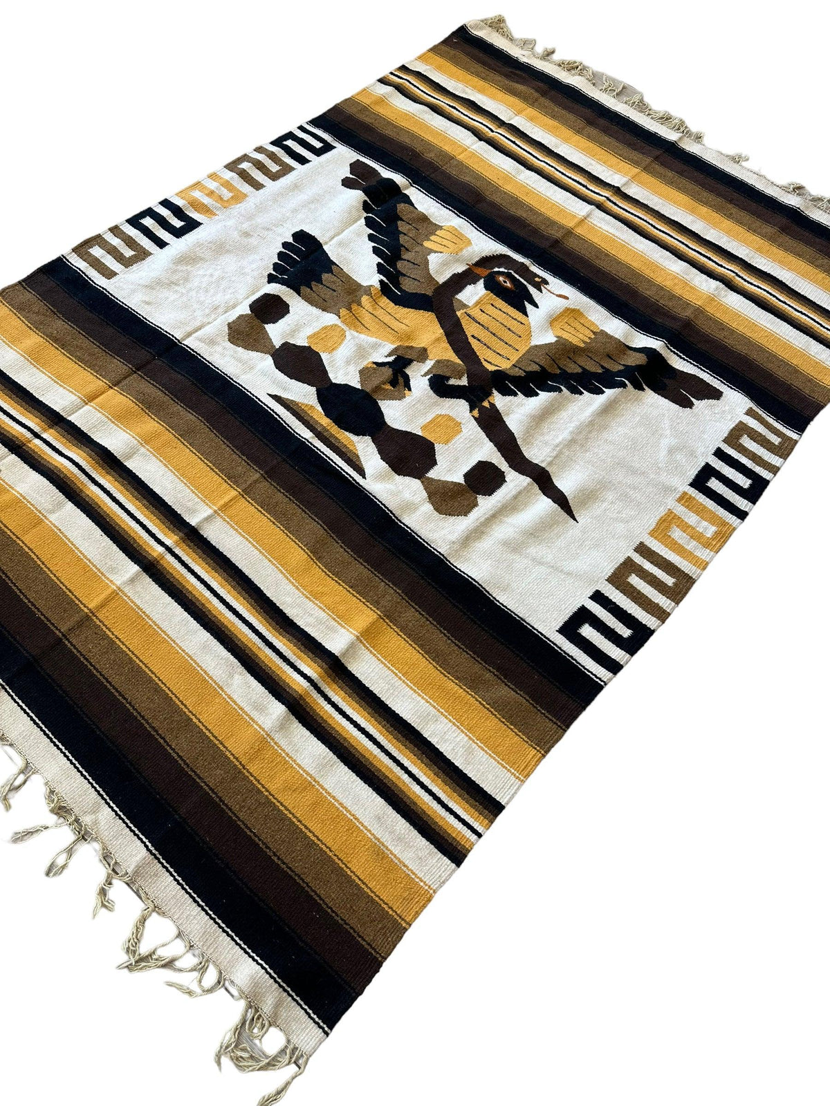 Vintage Zapotec Rug 4'4" x 6'6", Hand-Woven Wool, 1990s, view 7