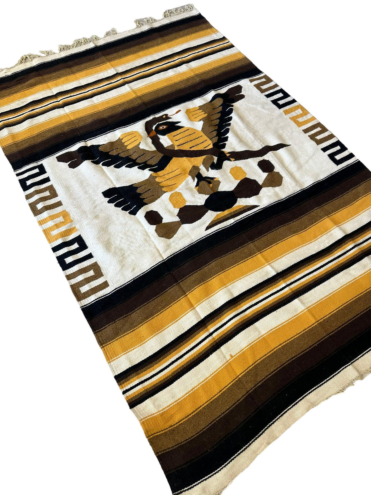 Vintage Zapotec Rug 4'4" x 6'6", Hand-Woven Wool, 1990s, view 8