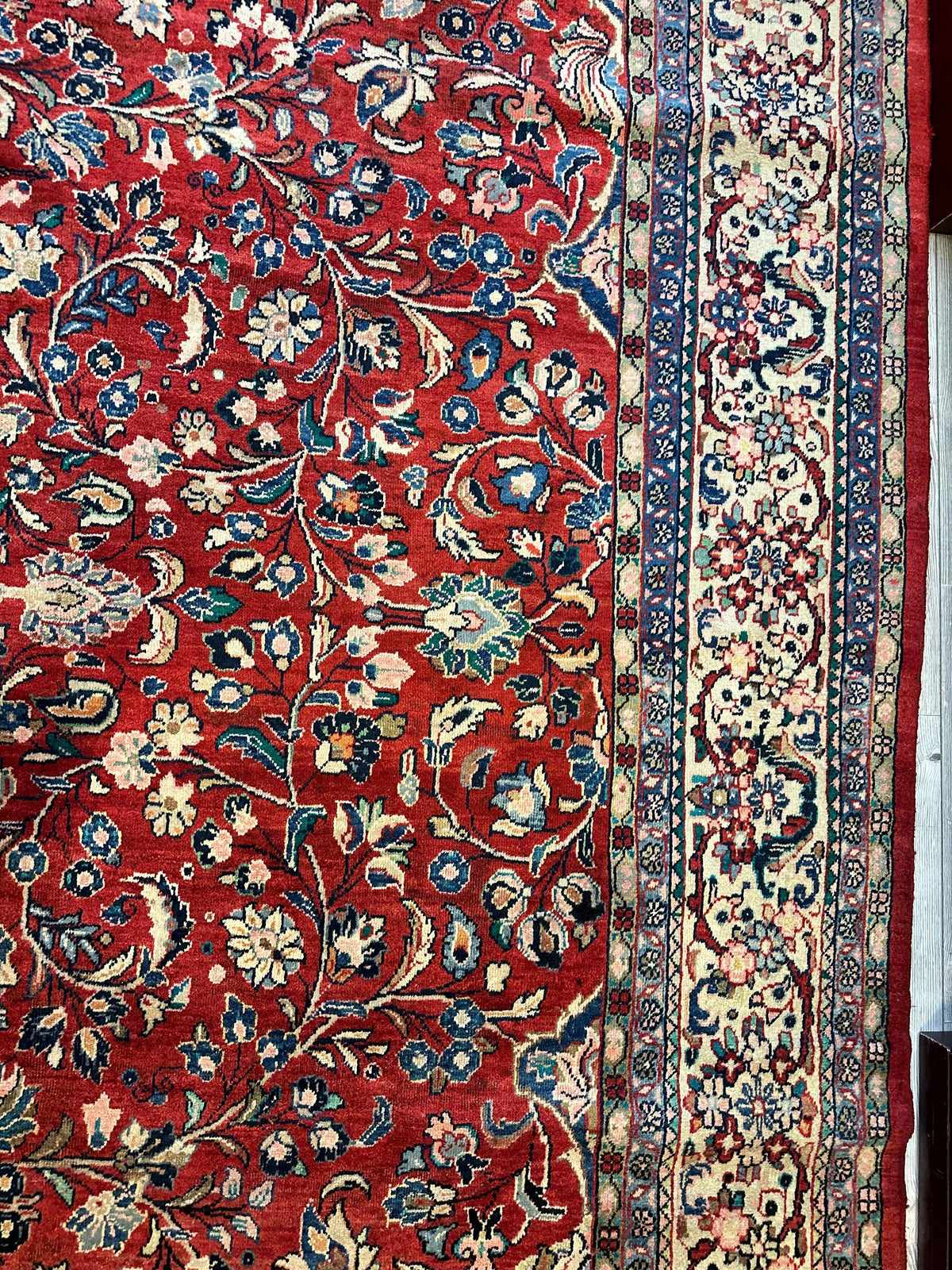 Vintage Persian Mahal Rug 10' x 12'10", Hand-Knotted Wool, 1950s, view 11