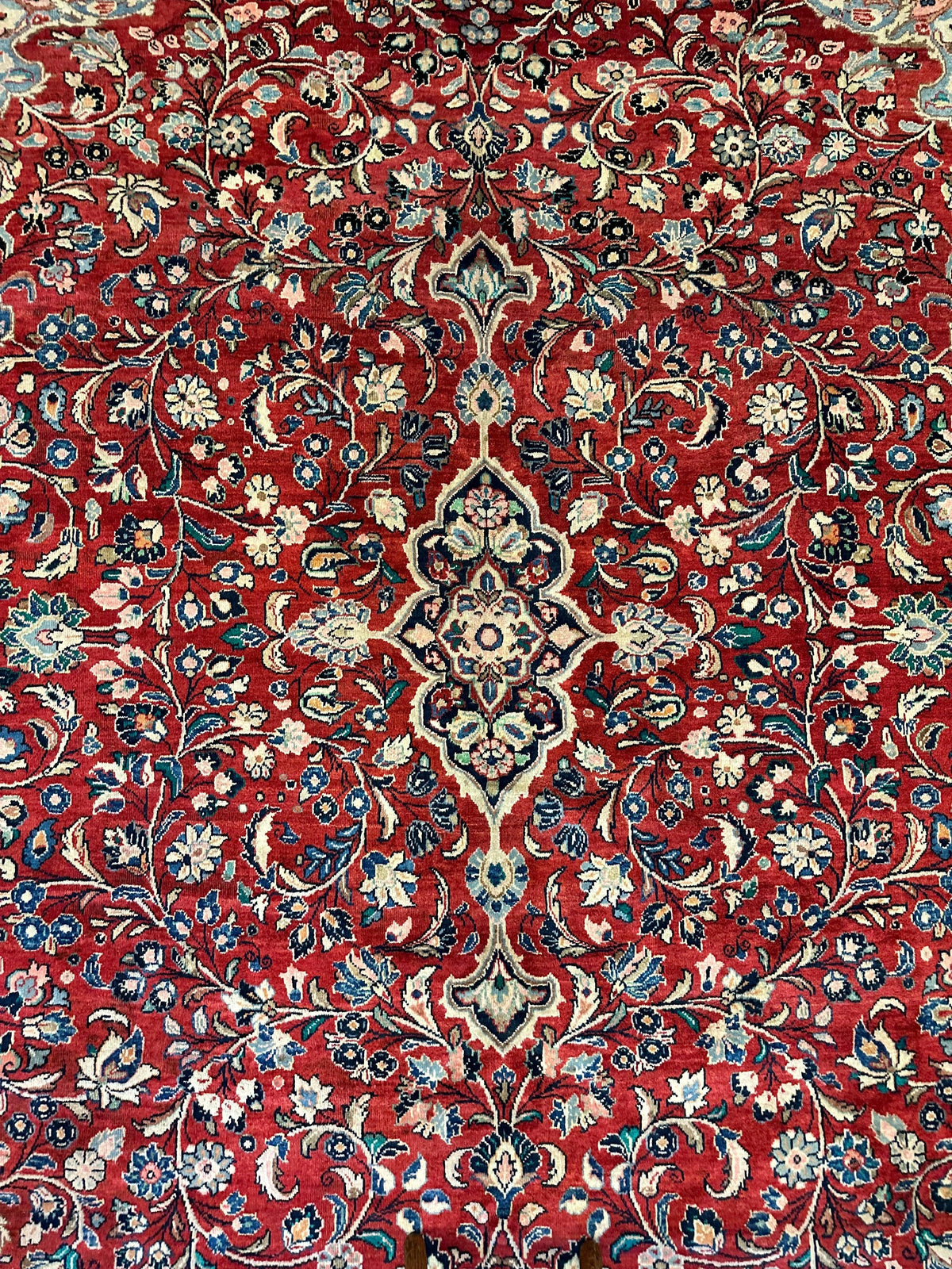 Vintage Persian Mahal Rug 10' x 12'10", Hand-Knotted Wool, 1950s, view 3
