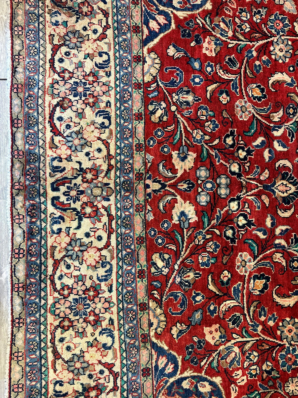 Vintage Persian Mahal Rug 10' x 12'10", Hand-Knotted Wool, 1950s, view 4