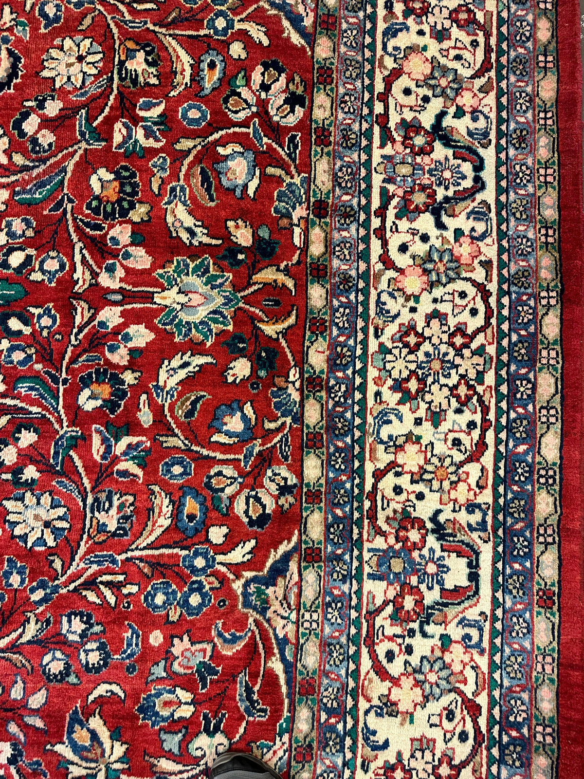 Vintage Persian Mahal Rug 10' x 12'10", Hand-Knotted Wool, 1950s, view 6