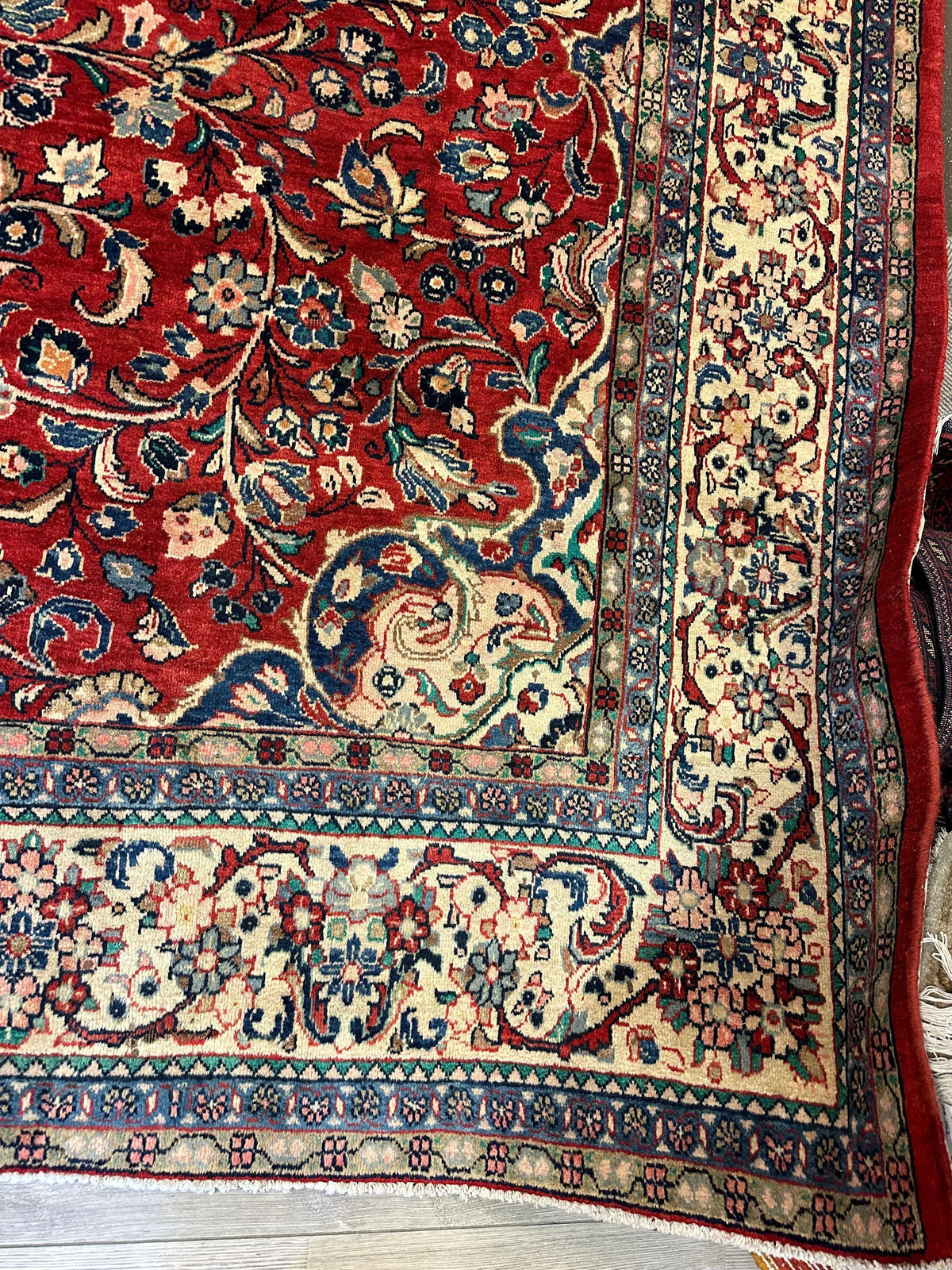 Vintage Persian Mahal Rug 10' x 12'10", Hand-Knotted Wool, 1950s, view 7