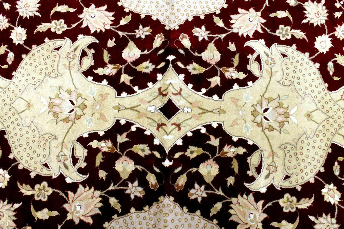 Pakistani Chobi Rug 9x12, Burgundy, Beige & Ivory, Hand-Knotted Wool, view 3
