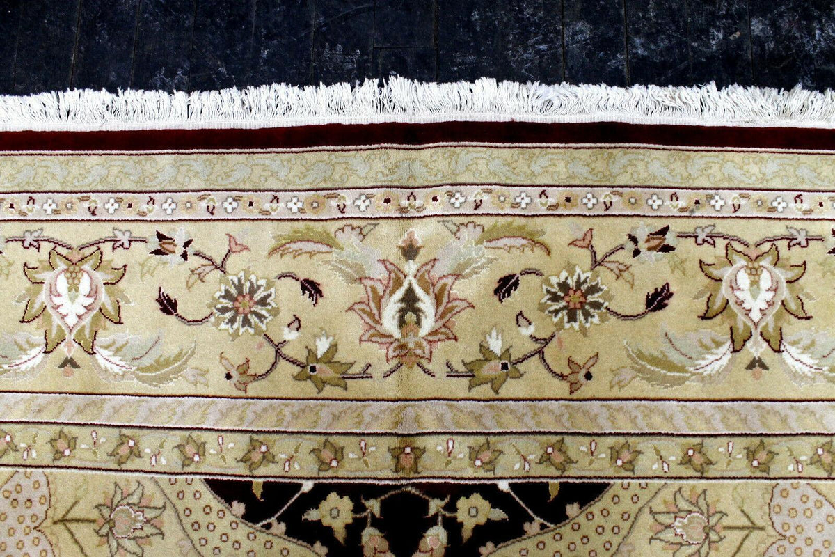 Pakistani Chobi Rug 9x12, Burgundy, Beige & Ivory, Hand-Knotted Wool, view 9