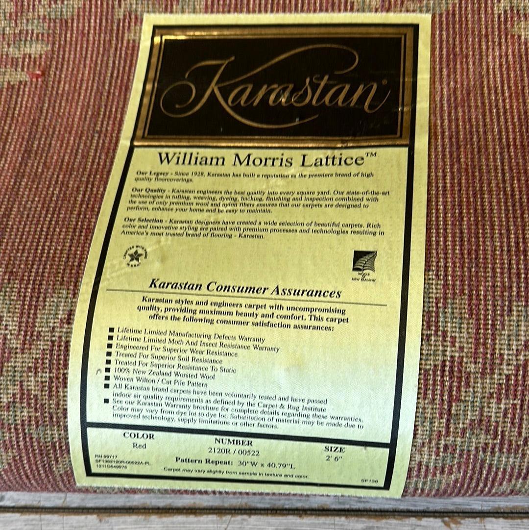 Karastan William Morris Lattice Sample Rug 24" x 30", Wool, Red, view 4