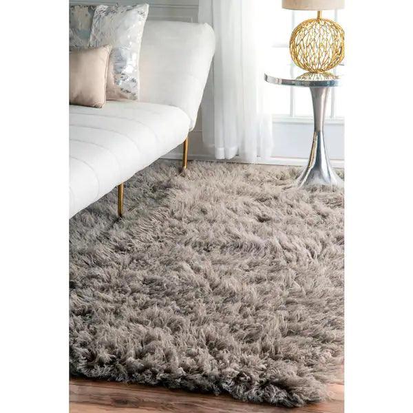 nuLOOM Greek Flokati Shag Rug 8' x 10', Wool, Natural Gray, view 3