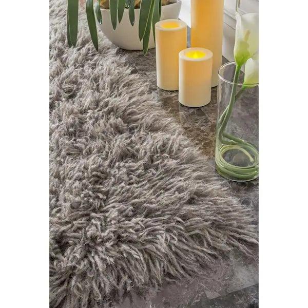 nuLOOM Greek Flokati Shag Rug 8' x 10', Wool, Natural Gray, view 5