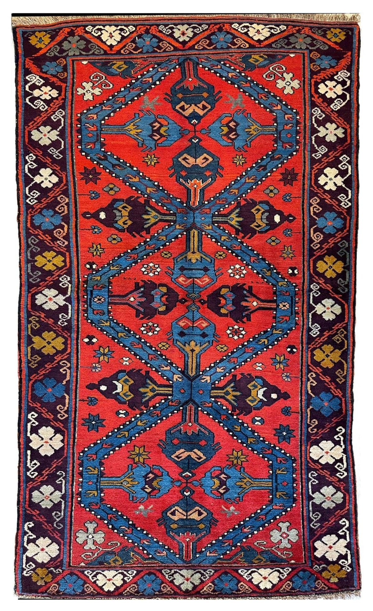 Vintage Caucasian Derbent Prayer Rug 3'11" x 6'7", Hand-Knotted Wool, view 2