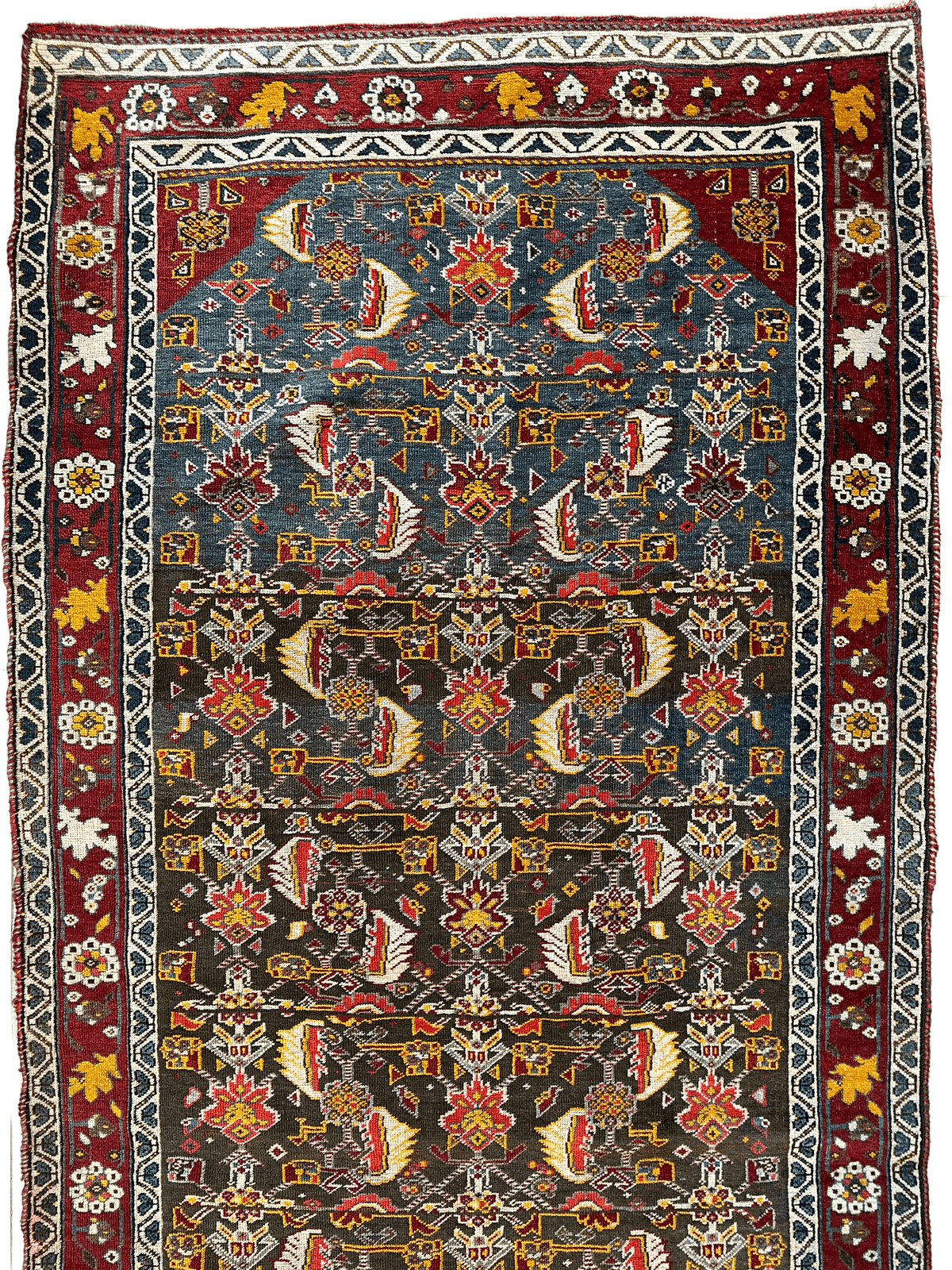 Antique Persian Qashqai Rug 3'2" x 6'8", Hand-Knotted Wool, 1920s, view 3