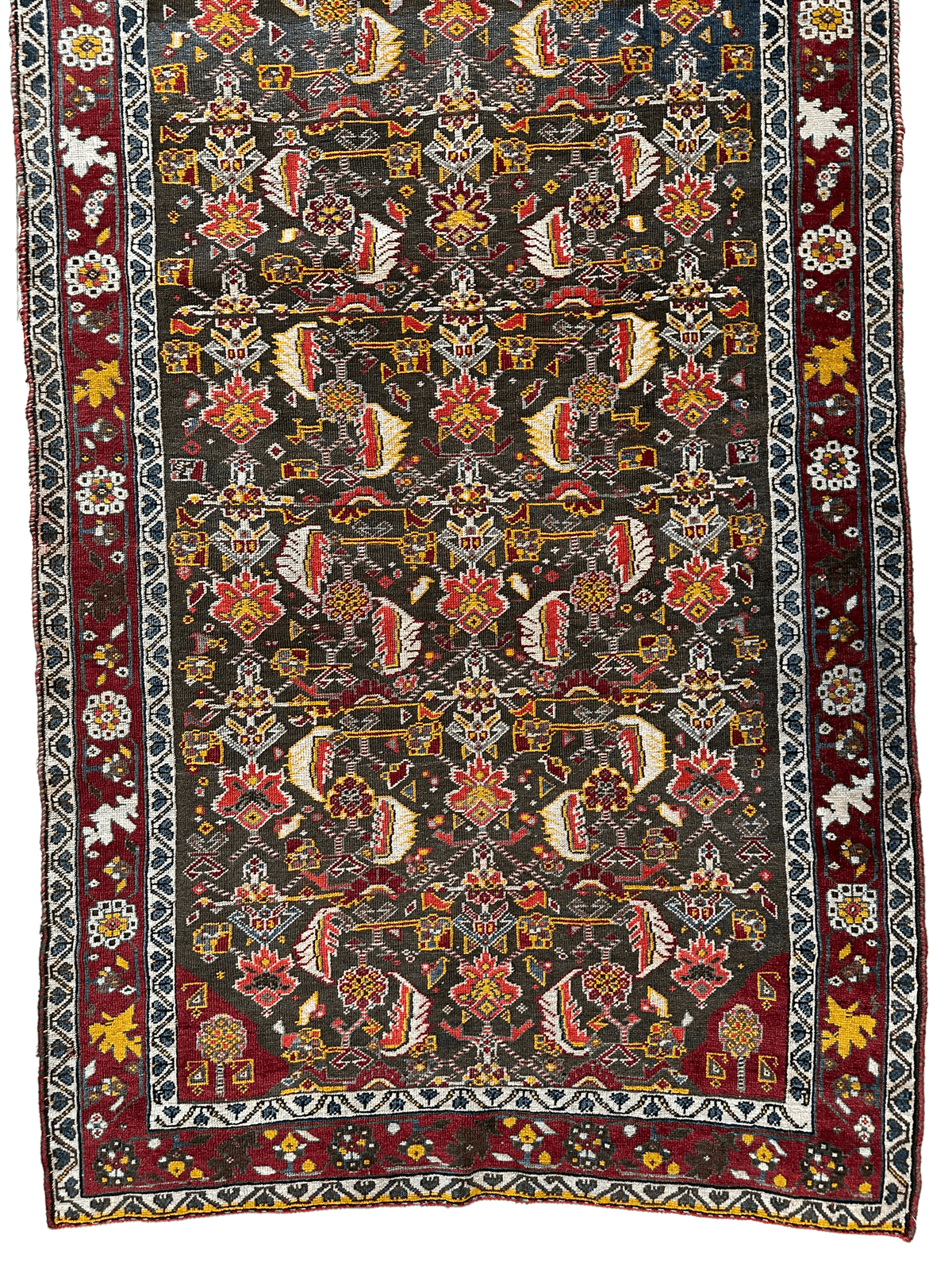 Antique Persian Qashqai Rug 3'2" x 6'8", Hand-Knotted Wool, 1920s, view 4