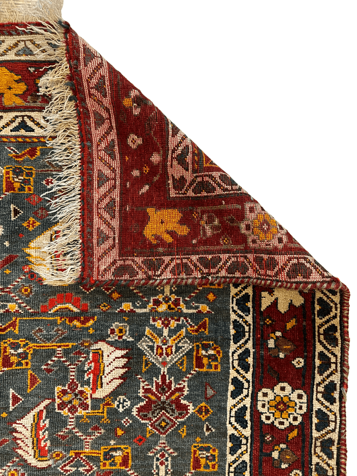 Antique Persian Qashqai Rug 3'2" x 6'8", Hand-Knotted Wool, 1920s, view 5