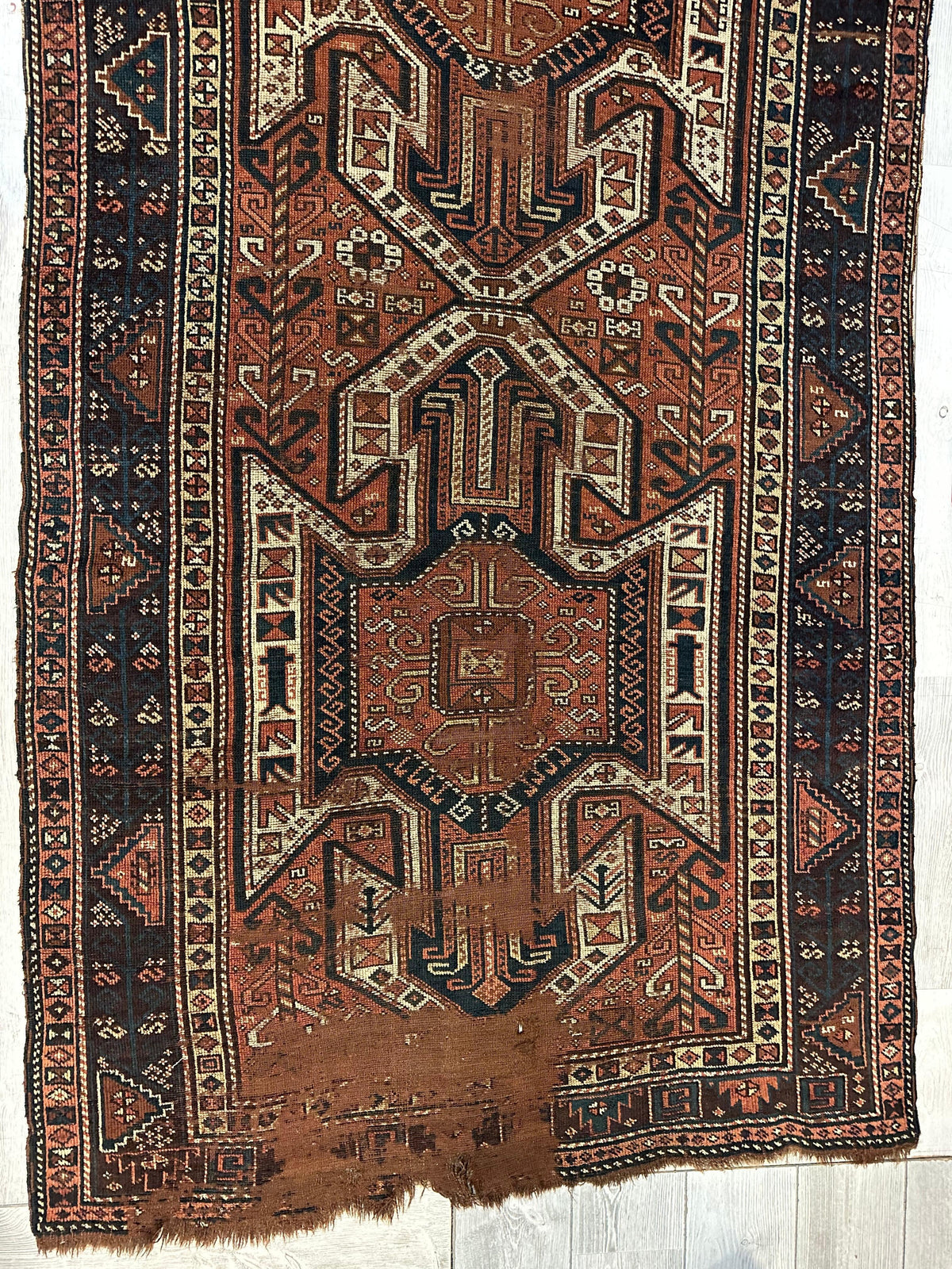 Antique Caucasian Sewan Kazak Runner 4'4" x 11'7", Hand-Knotted Wool, view 4