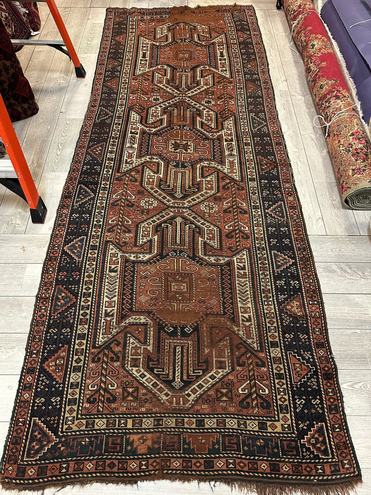 Antique Caucasian Sewan Kazak Runner 4'4" x 11'7", Hand-Knotted Wool, view 5