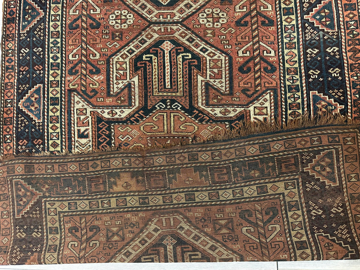 Antique Caucasian Sewan Kazak Runner 4'4" x 11'7", Hand-Knotted Wool, view 6