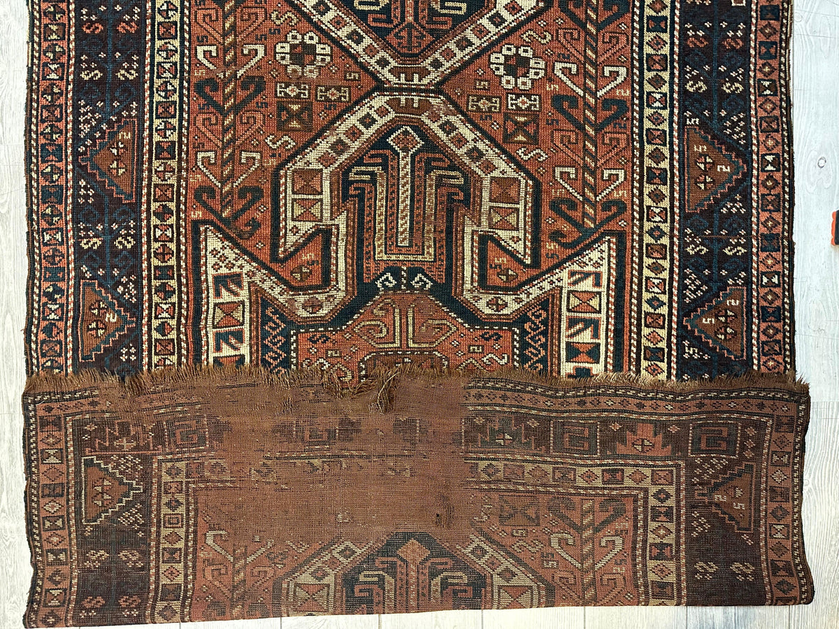 Antique Caucasian Sewan Kazak Runner 4'4" x 11'7", Hand-Knotted Wool, view 7