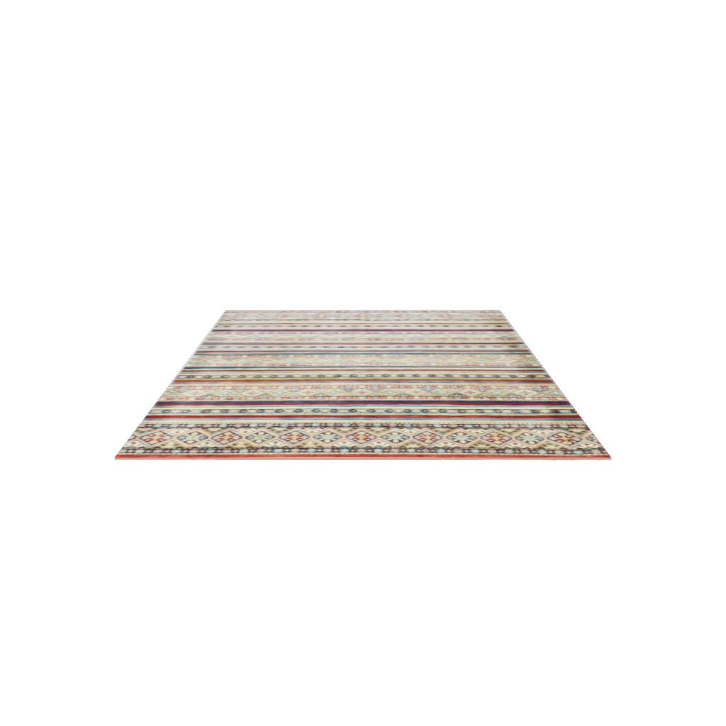 Afghan Rug 7x10 | Blue, Red & Gold | Hand-Knotted Wool | True-Size 3D Rug | View in Your Room