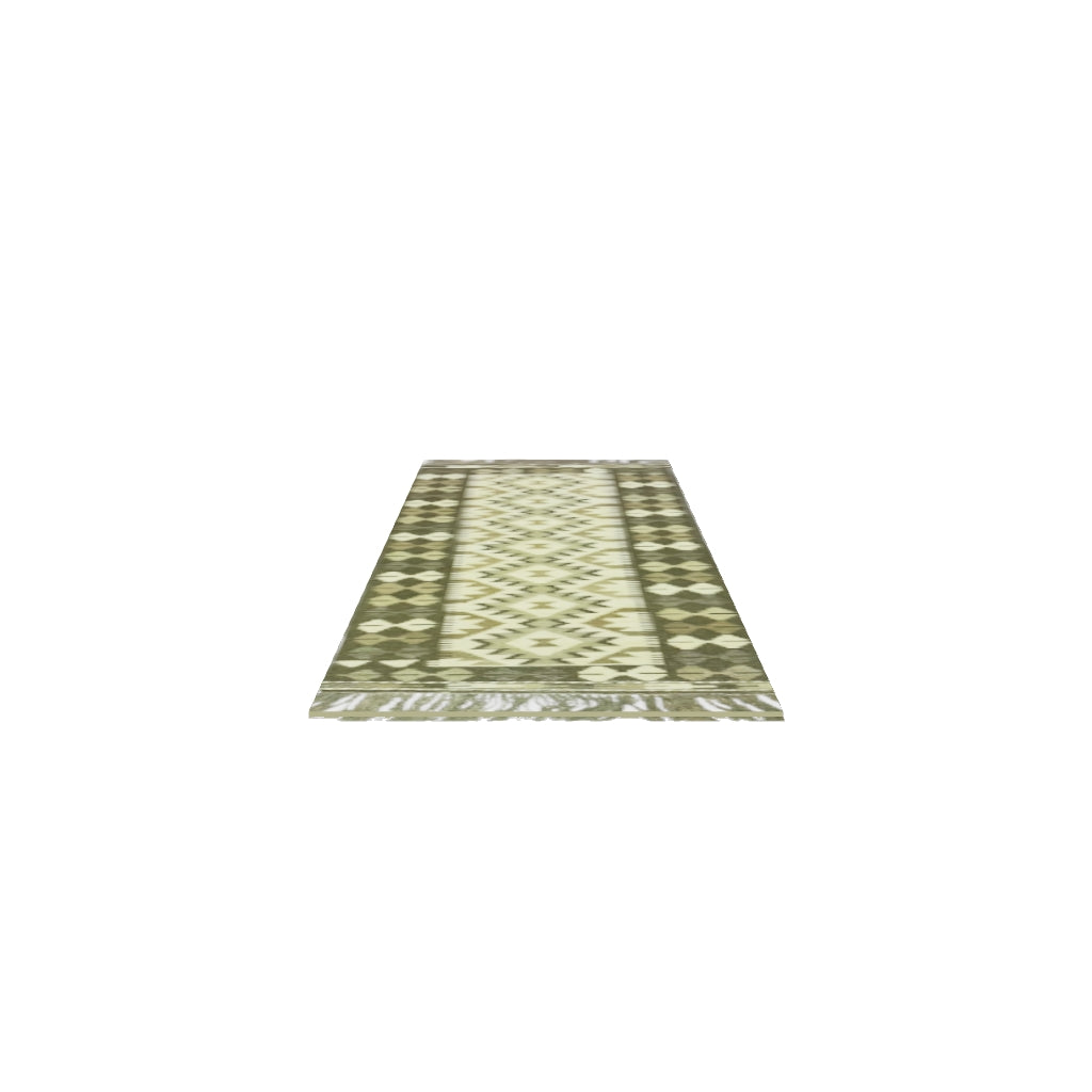 Afghan Kilim Runner 2x6 | Gray, Ivory & Black | Hand-Woven Wool Flatweave | True-Size 3D Rug | View in Your Room