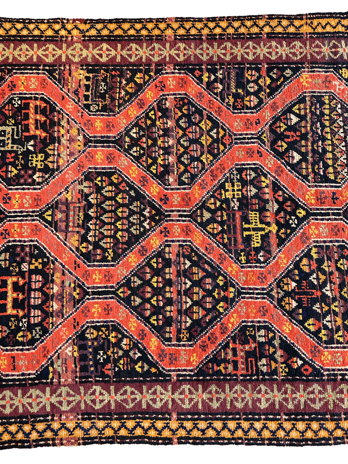 Antique Caucasian Kazak Rug 4' x 8'9", Hand-Knotted Wool, 1910s, view 2
