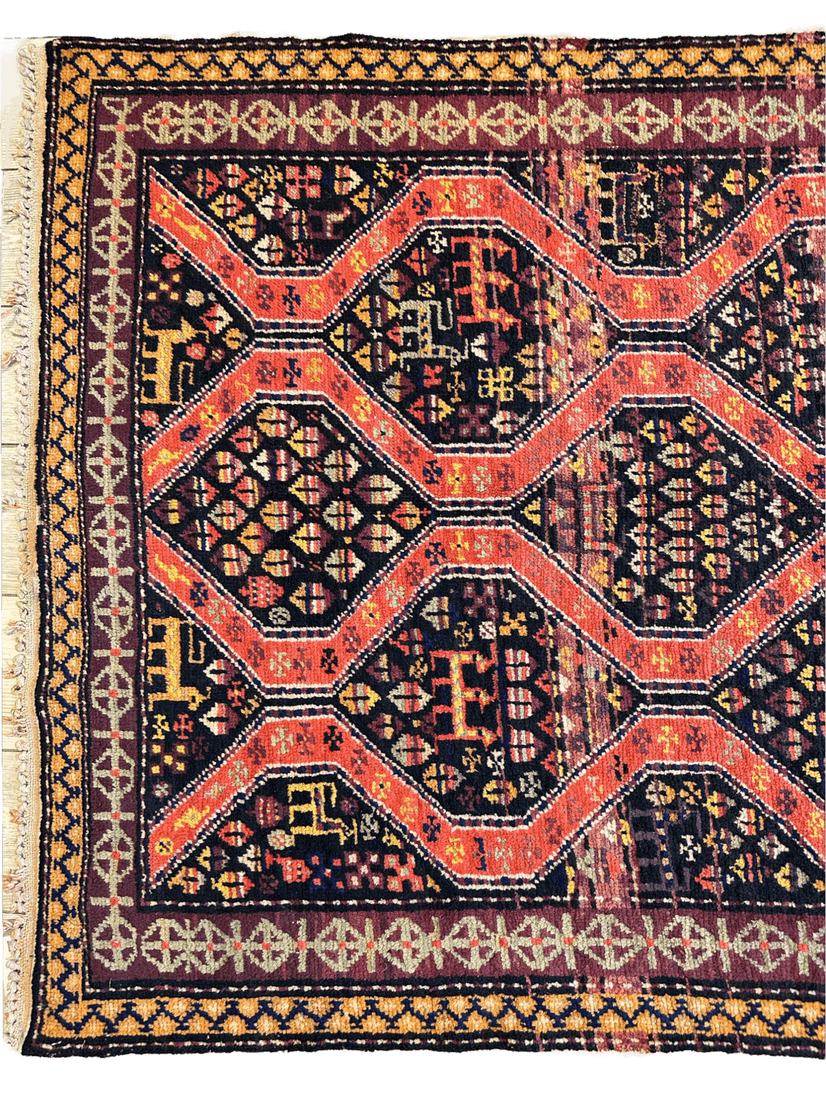Antique Caucasian Kazak Rug 4' x 8'9", Hand-Knotted Wool, 1910s, view 4