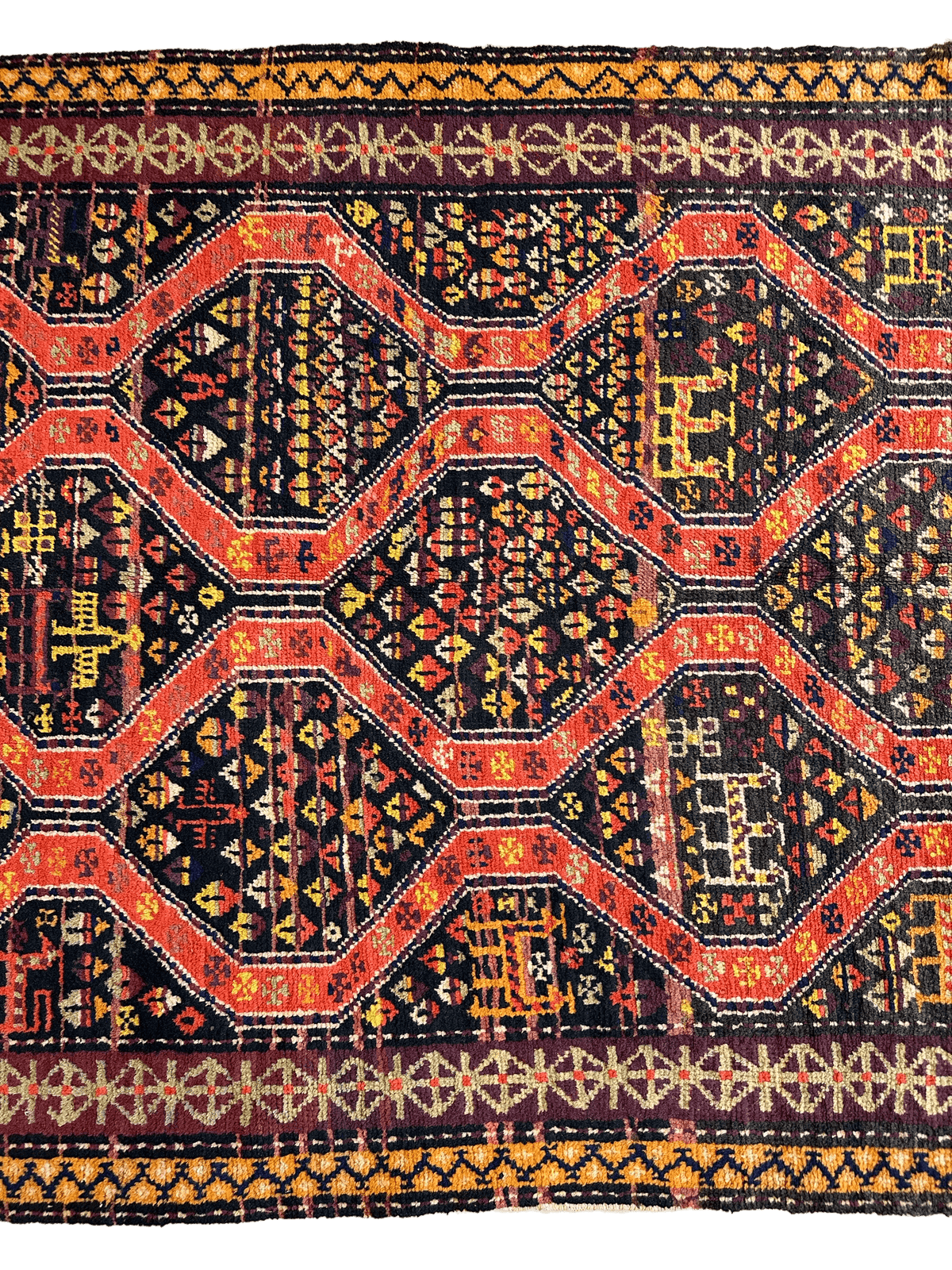 Antique Caucasian Kazak Rug 4' x 8'9", Hand-Knotted Wool, 1910s, view 5