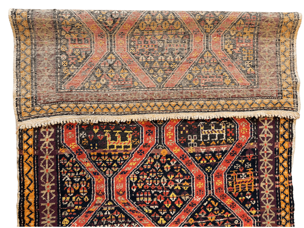 Antique Caucasian Kazak Rug 4' x 8'9", Hand-Knotted Wool, 1910s, view 6