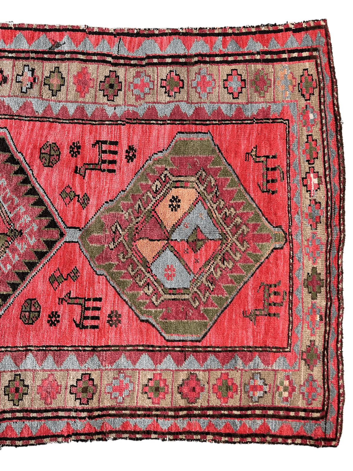 Antique Caucasian Runner 3'7" x 9'2", Hand-Knotted Wool, 1910s, view 5