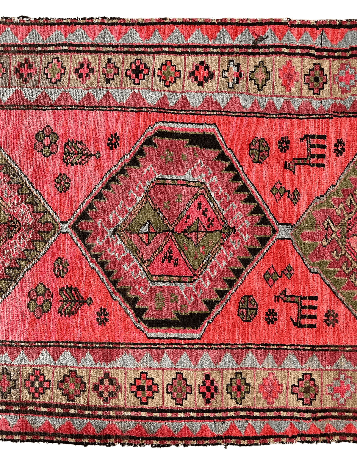 Antique Caucasian Runner 3'7" x 9'2", Hand-Knotted Wool, 1910s, view 6