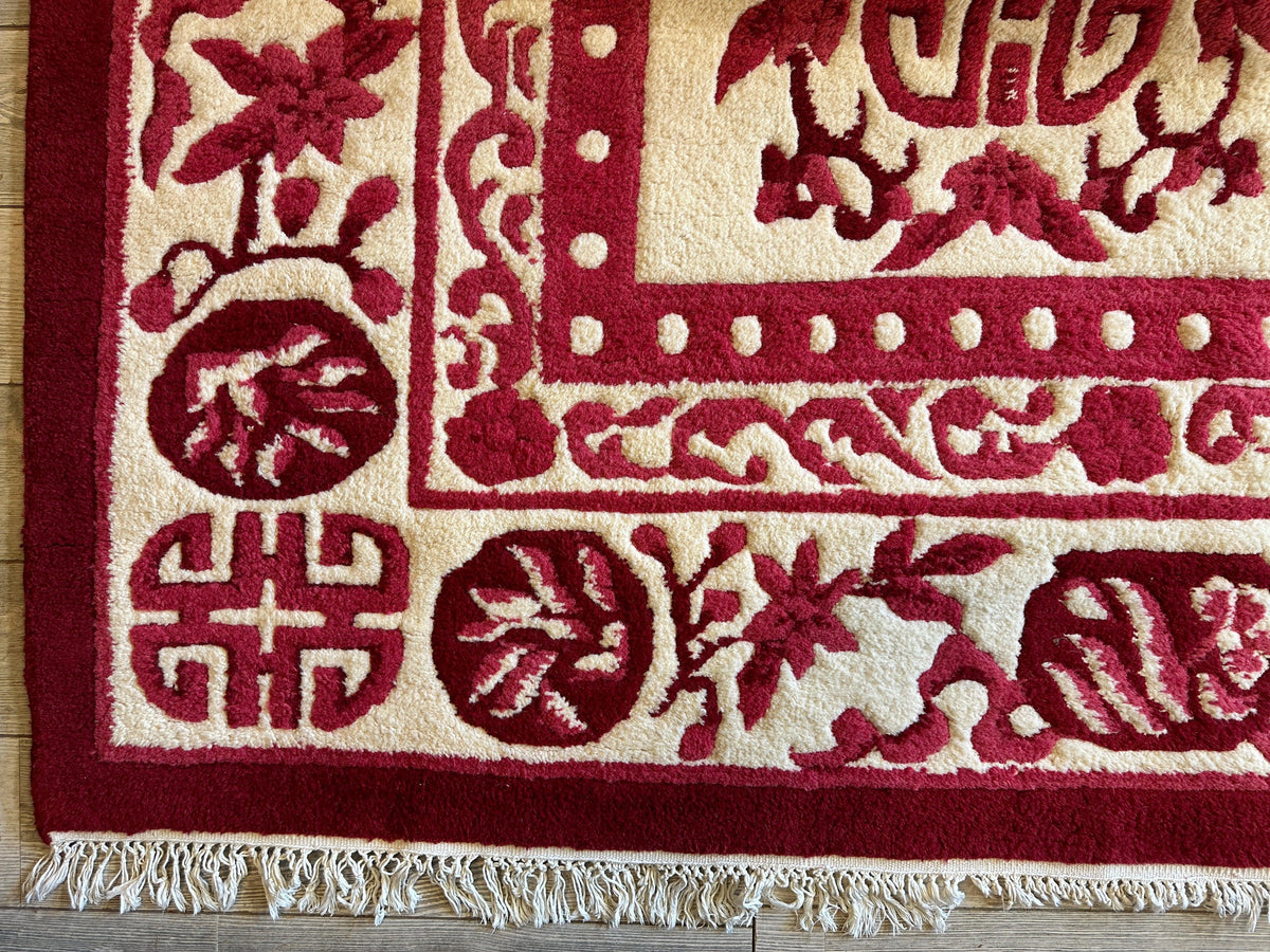 Indian Rug 11x15, Ivory & Red, Hand-Knotted Wool, view 10