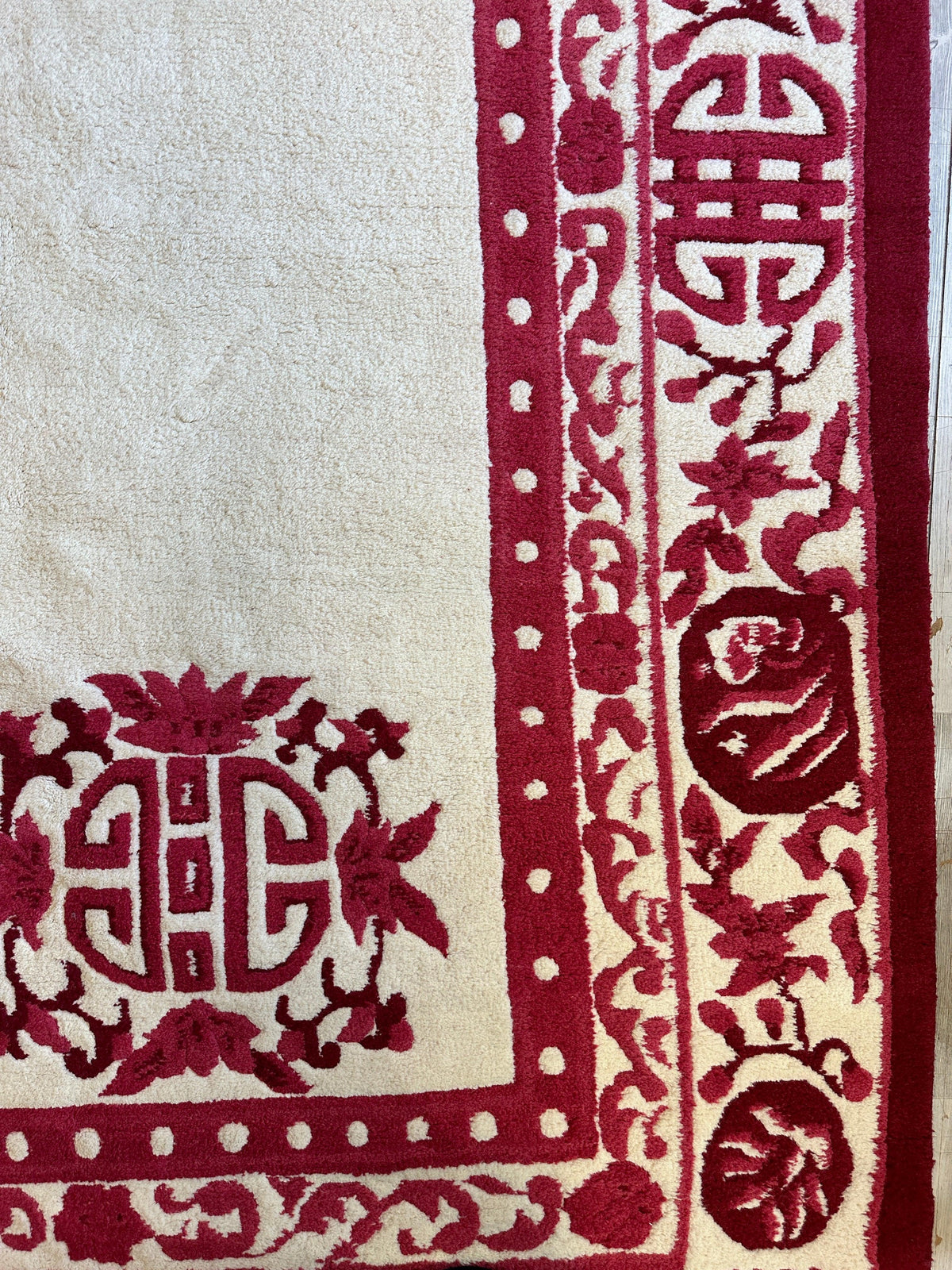 Indian Rug 11x15, Ivory & Red, Hand-Knotted Wool, view 4