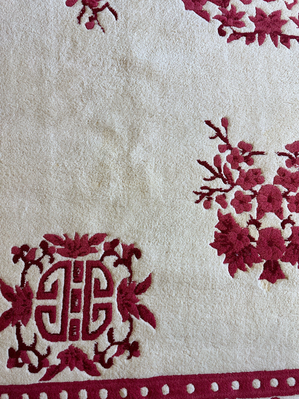 Indian Rug 11x15, Ivory & Red, Hand-Knotted Wool, view 5