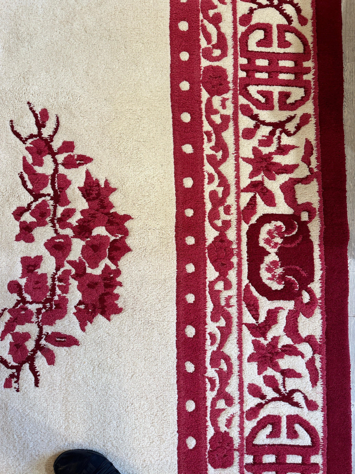Indian Rug 11x15, Ivory & Red, Hand-Knotted Wool, view 6