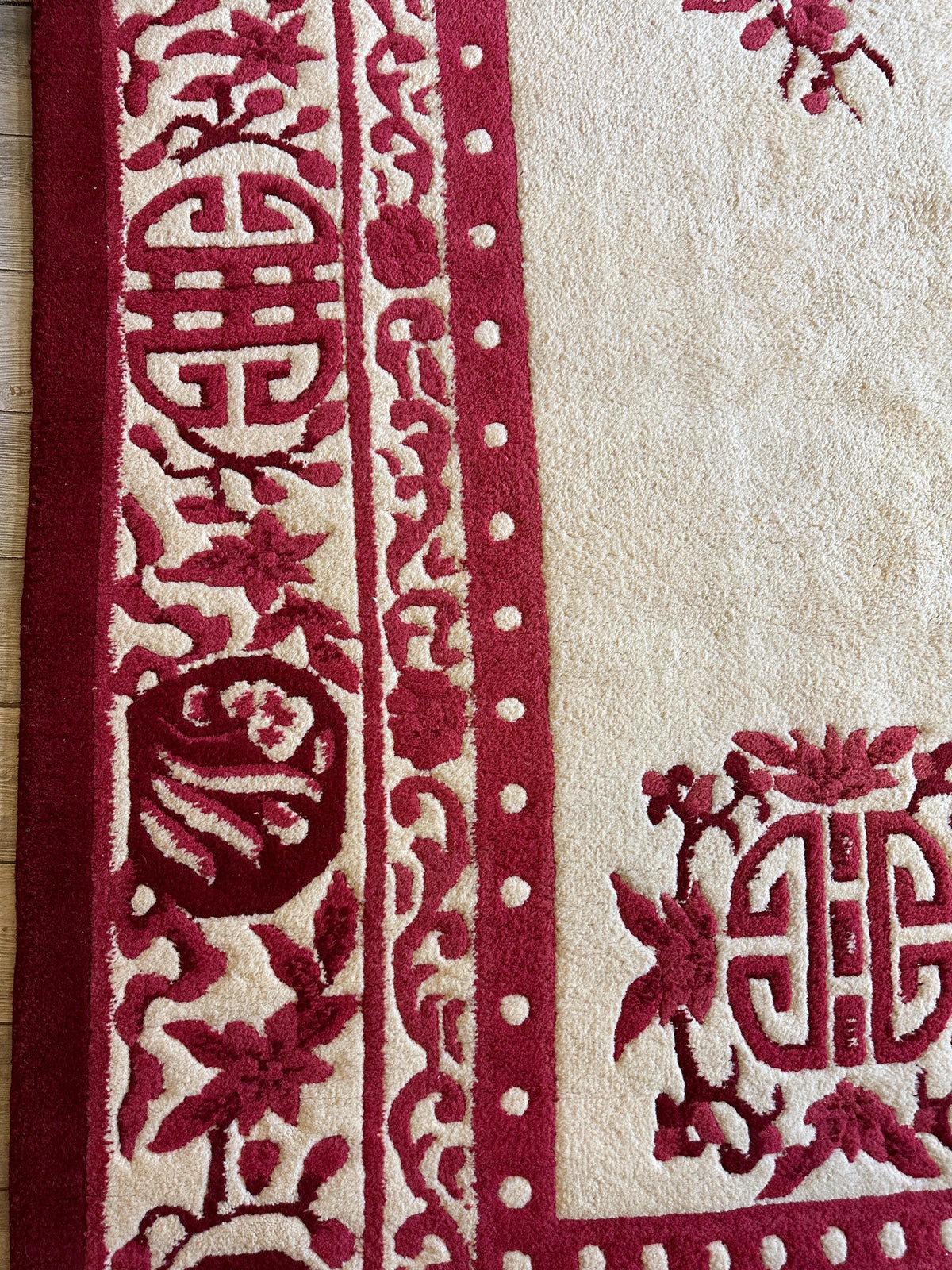 Indian Rug 11x15, Ivory & Red, Hand-Knotted Wool, view 9
