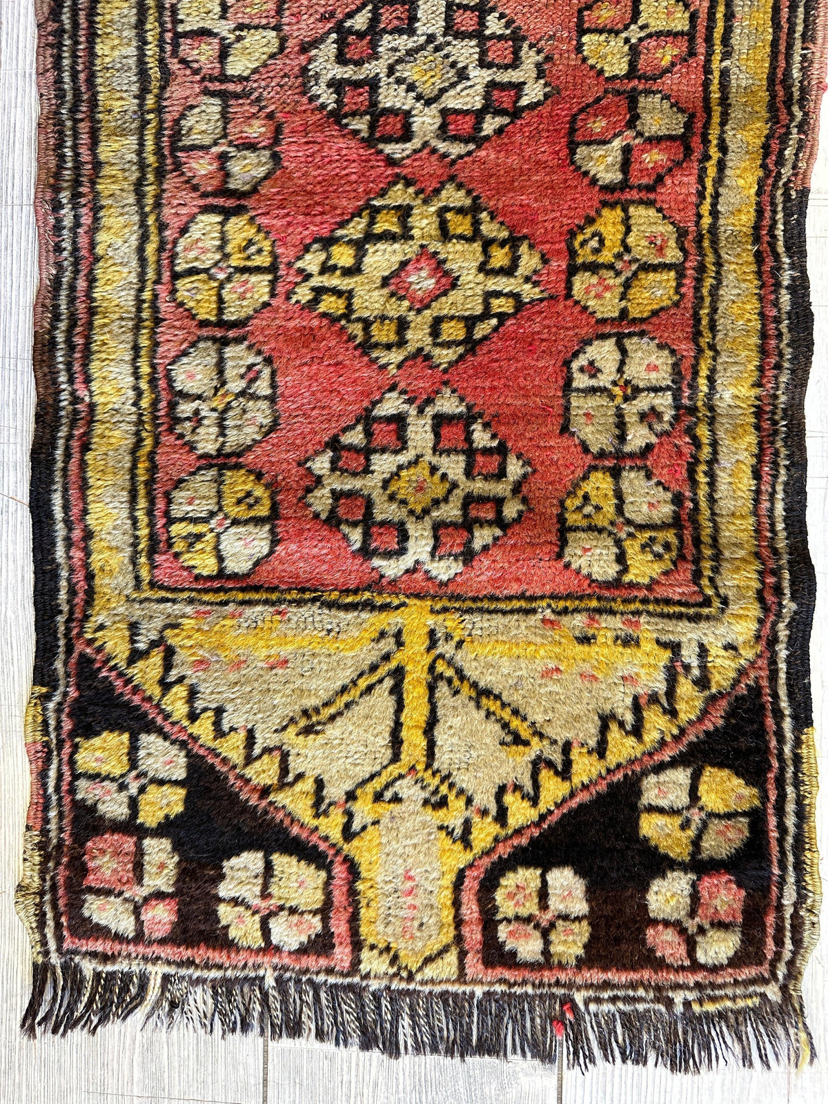 Vintage Turkish Rug 18" x 34", Hand-Knotted Wool, 1960s, view 2