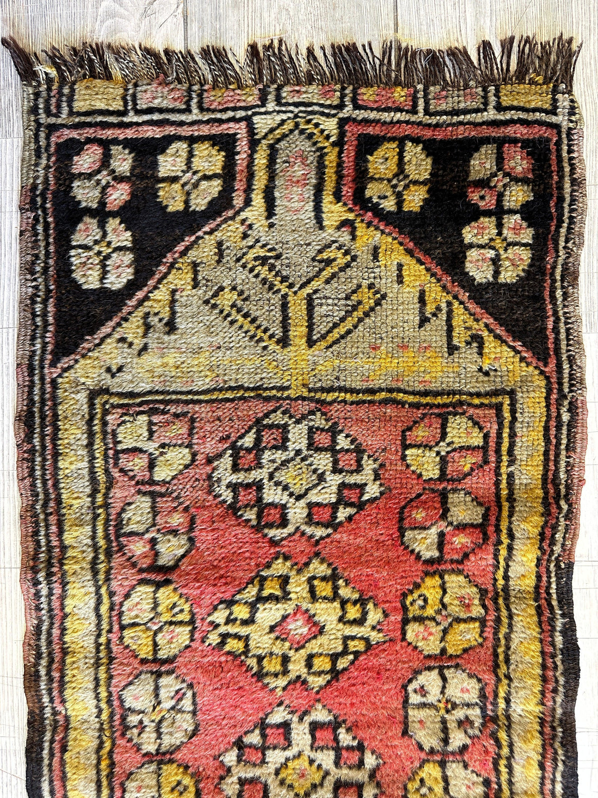 Vintage Turkish Rug 18" x 34", Hand-Knotted Wool, 1960s, view 3