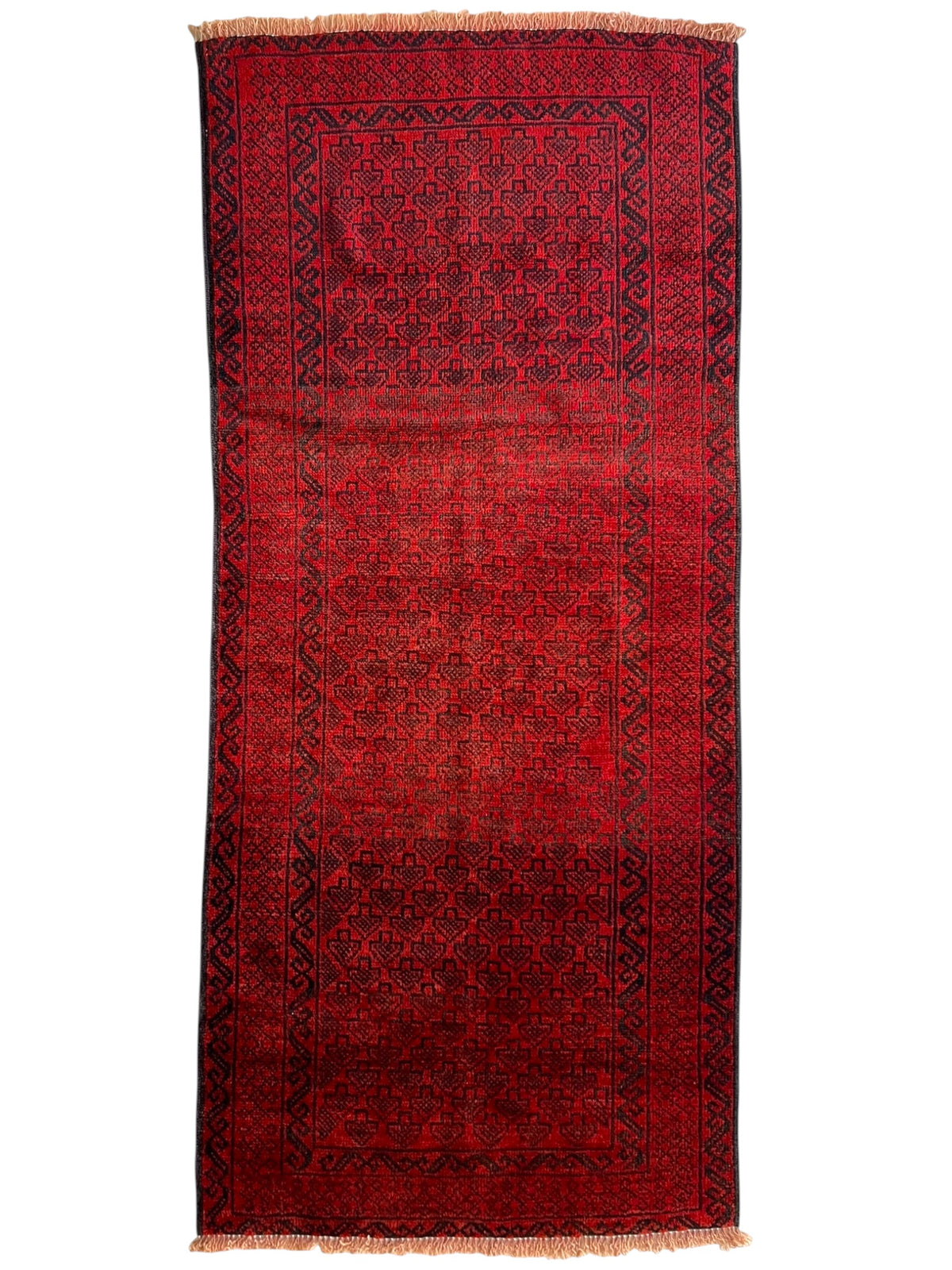 Afghani Rug 3x7 size range tribal Red laid flat