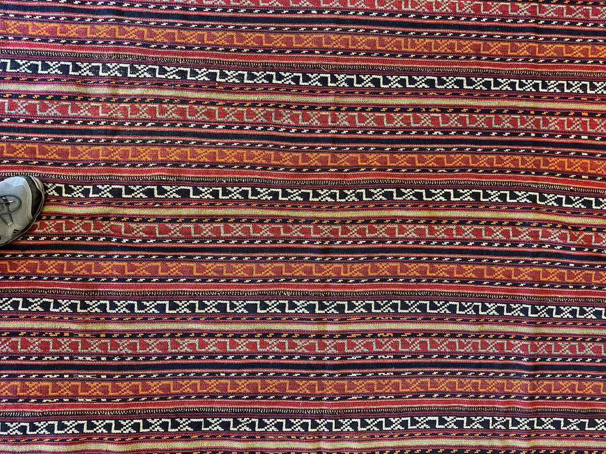 Antique Caucasian Jajim Square Rug 6'4" x 6'8", Hand-Woven Wool, view 10